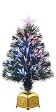 24inch Green Pre-lit Fiber Optic Christmas Tree,Tabletop Artificial mini Xmas Tree with...