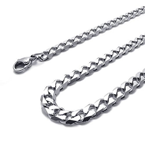Chaîne homme acier inoxydable argent 8mm longueurs 14 à 40 pouce