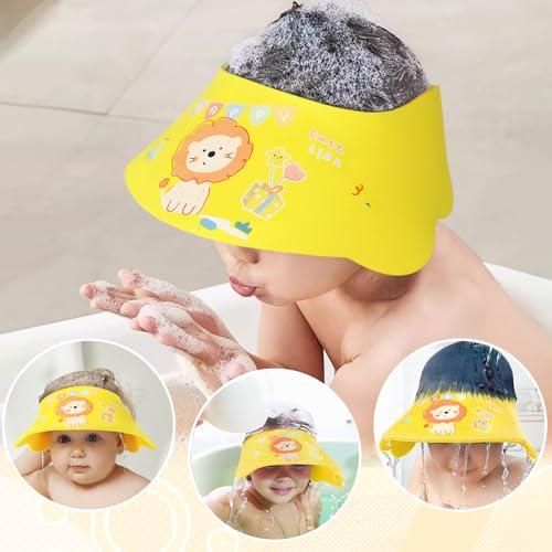 Image of Kids Waterproof Shower Cap - Adjustable Baby Bathing Hat EVA Soft Comfortable Shampoo Shield for Toddlers Infants Boys Girls 0-12 Years