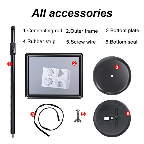 Aktop Adjustable Poster Sign Stand, 11 X 17 Inch Heavy Duty Pedestal Floor Standing Sign Holder, Black Snap-Open Aluminum Frame With Safety Rounded Corner #TOP6
