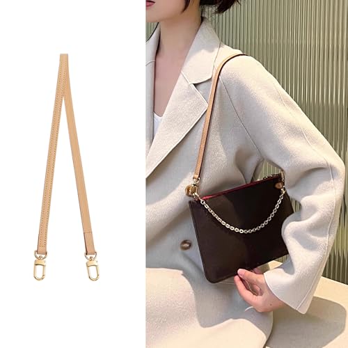 Doxo Vachetta Leather Strap Purse Straps Replacement Crossbody for L V Handbag Shoulder Bag, Width 0.39''/1cm, Length 23.62''(60cm),Beige