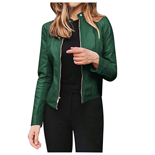 DeaAmyGline Lederjacke Damen Kurz Kunstleder Bikerjacke Reverskragen...