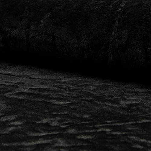 Tissu fausse fourrure noir anti-peluche pour plaid canapé