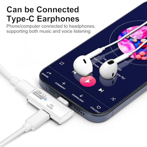 Seminer USB C OTG Adapter, Type C 100W PD Charging USB C to Dual USB C Splitter for iPhone 15 Pro Max, Google TV Chromecast 2020, MacBook, Samsung Galaxy S22/S23(White)