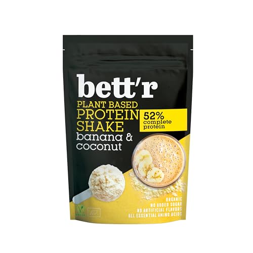 Bett’r BIO Batido Proteico Plátano y Coco - Orgánico, Vegano, Sin Gluten, Sin Soja y Sin Lácteos - 450g