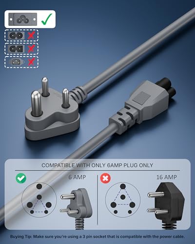 Image of FEDUS 1 Meter Long TPR (Thermoplastic Rubber) Laptop Power Cord, 2500 Watt 3 Pin IEC C5 Charger Adapter Cable Wire AC Lead for Asus /Dell /HP /Lenovo /ASUS /Acer /Samsung /Compaq & All Gaming laptops