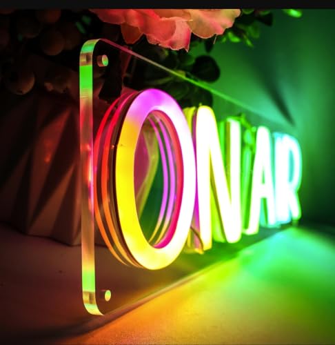 Image of Ulalaza RGB & Color Flow Effect Better On air LED Neon Sign with Remote Control Music Sync Timer Setting Acrylic Light for Wall Party Decor Bedroom Bar Wedding Home Birthday USB Powered