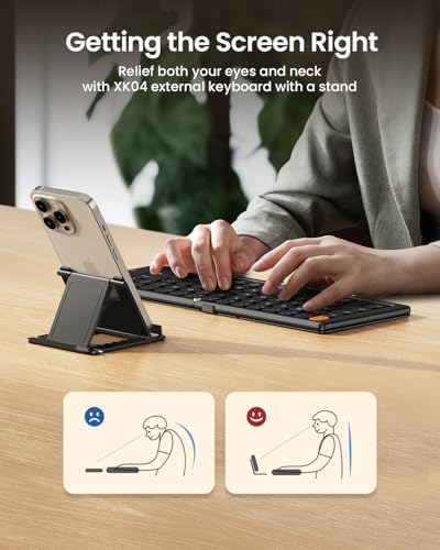 ProtoArc XK04 Foldable Compact Keyboard for Phone and Tablet, Black - 4