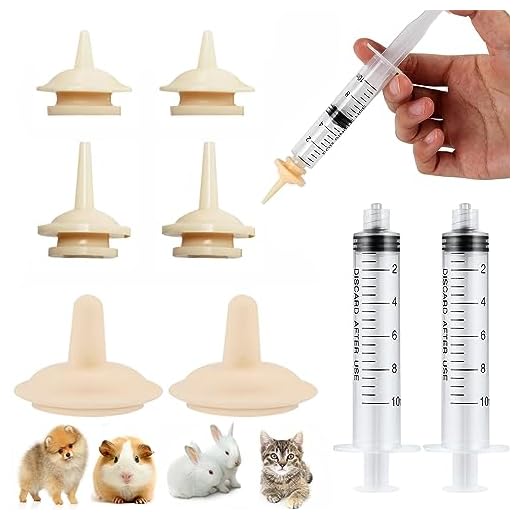 MEISO Lot de 6 Silicone TÃ©tines d'alimentation pour Chatons et Chiots, RÃ©utilisables Mini TÃ©tines, Avec 2 Seringues D'alimentation pour Chiots, Chatons, Ã©cureuils et Autres Animaux de Compagnie