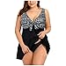 Produktbild Aiserkly Damen Schwimmanzug Drucken Übergröße Tankini Set Push Up Zweiteiliger Badeanzug Klassischer Bikini Set Schlankheits Bademode mit Boyshort Schwarz L