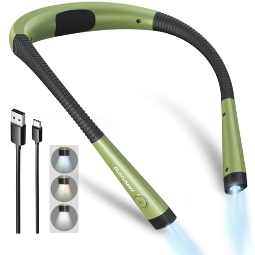Glocusent Lampe de Lecture de Cou Rechargeable, Liseuse de Lecture au Lit à Bras Pliables, 6 Niveaux de Luminosité, 3 Couleurs, Longue Durée de Vie,...