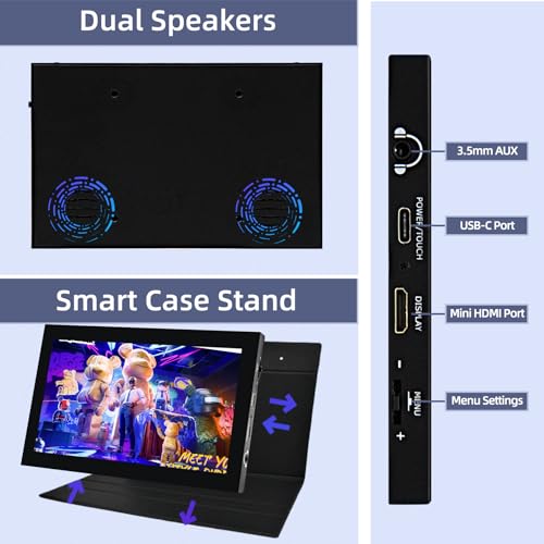 Image of 7 inch Portable Monitor, 1024x600 HDMI Raspberry Pi Screen, Dual-Speaker IPS LCD Display Mini Monitor for Laptop Xbox PS3 Raspberry Pi 5 4B 3B+