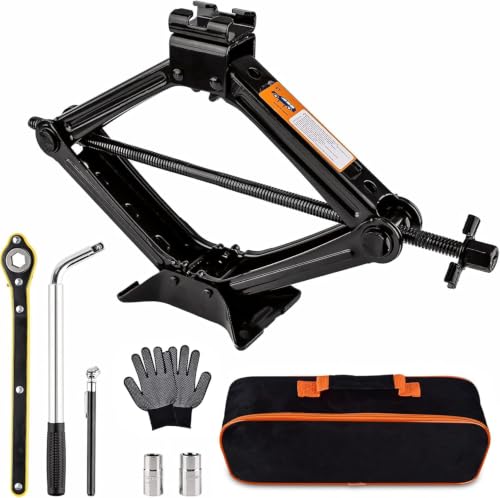 OIENNI Car Jack Kit 2 Ton (4409 lbs) Scissor Jack for Car Upgrade Emergency Spare Tire Changing Repair Kit Scissor Jack Kit with Lug Wrench Universal Vehicle Scissor Lift Jacks for Car SUV