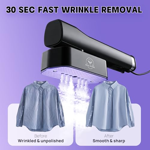 Doer Brands Travel Steamer for Clothes Dual Voltage 110-240V, Handheld Steamer, 1100W Powerful Wrinkle Remover, Ceramic Panel, 3 Steam Levels & 360° Rotating Head,Travel Kit with Universal Adapter by Doer Brands Est. 2021 - Image 5