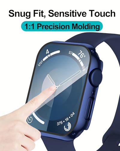 Image of Smiling 2 Pack Case Compatible with Apple Watch SE 3 (2025) / SE 2 / SE /Series 6 /5 /4 40mm with Tempered Glass Screen Protector, Hard PC Case Overall Protective Cover- 1 Blue+ 1 Transparent
