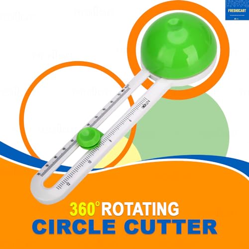 Image of FreshDcart Compass Paper Cutter Trimmer Rotary Cutter Craft Tool with Durable Plastic Body for Art, Craft, Office & Engineering Use (Green, Pack of 1)