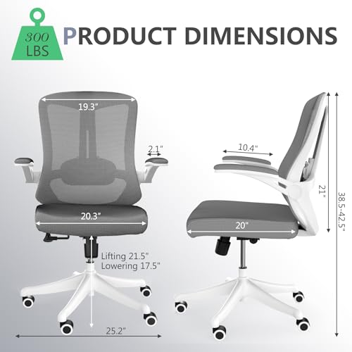 Image of Comfy Office Chair, Adjustable Lumbar Support Desk Chair, Grey