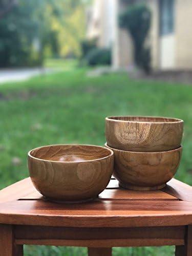ALA TEAK Wood Unbreakable Kitchen Soup Salad Cup Bowl Plate