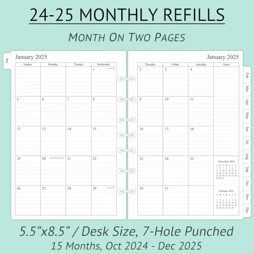 Newestor 2425-7M 2024-2025 Monthly Planner Refills 5-1/2 Inch X 8-1/2 Inch thumb #2