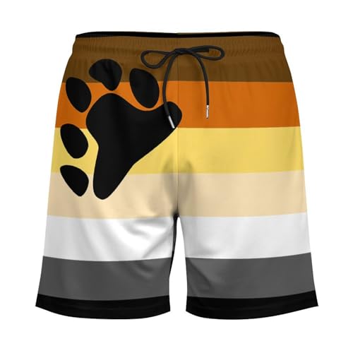 Gay-Bear Pride Flag Mens Swimming Trunks Board Shorts Beach Shorts with Pockets Bathing Suits3