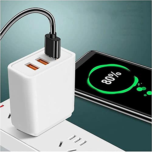 Image of 48W Mobile Charger for Samsung, One Plus & All C Type Devices, Seamless Data Transmission, Series 3 Triple USB Port 4-in-1 Multi Cable iOS Type-C USB Cable (White, BR.A)