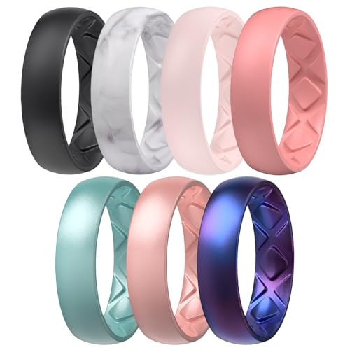 Image of Egnaro Silicone Wedding Bands Women, Inner Arc Ergonomic Breathable Design