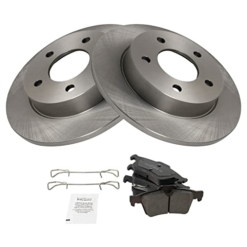 Image of TRQ Rear Brake Pad and Rotor Set Ceramic Solid Rotors | For 2004-2005 Mazda 3