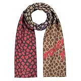 CODELLO Damen Schal, Flauschig weich | Herzchen-Print | 70% Polyester, 30% Viskose | 90 x 180 cm