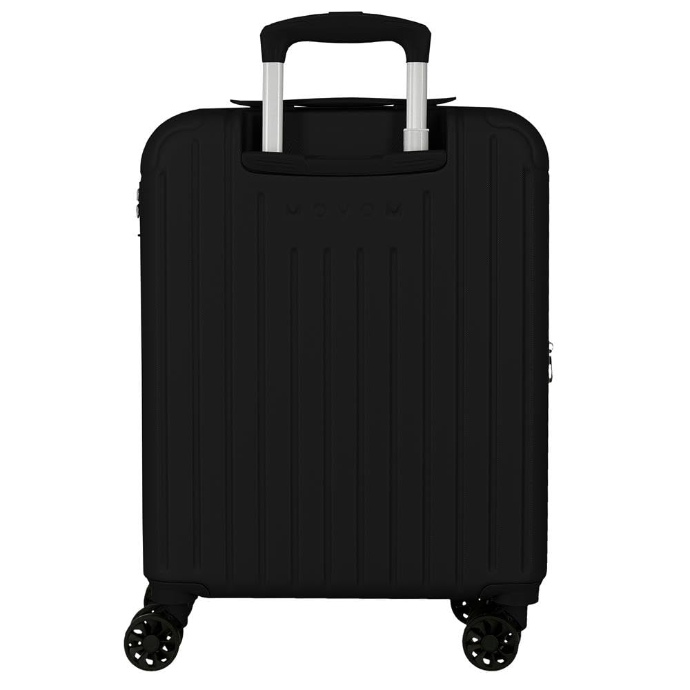 MOVOM Joumma Timber Valigia da Cabina Nero 40x55x20 cm Rigido ABS Lucchetto a Combinazione Integrato 37L 3.1kg 4 Doppie Ruote Estensibile Bagaglio a Mano