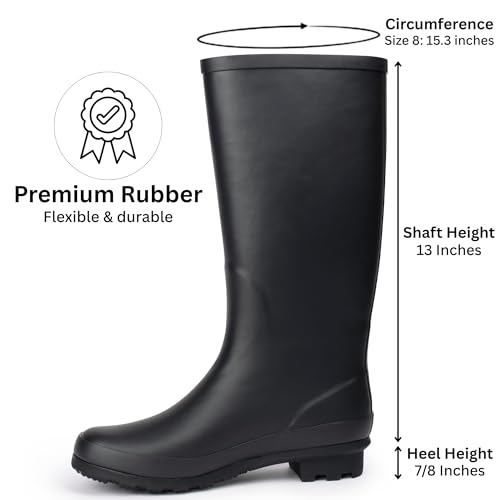 Alpine Swiss Reya Womens Waterproof Mid Calf Rain Boots | Tall Rubber Garden Boots | Anti-Slip Outdoor Work Mud Boot | Wellington Boots Rain Shoes4
