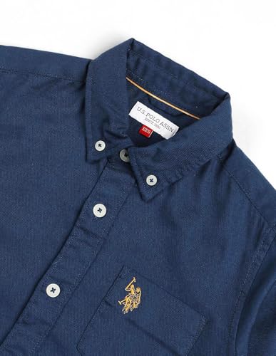 Image of U.S. Polo ASSN. Kids Half Sleeve Shirt for Boys - 100% Cotton, Chest Logo, Casual Boys Shirt