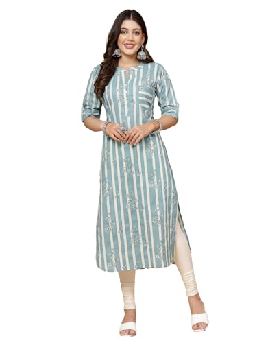 Image of Pistaa's Women's Cotton Relaxed Fit Straight Printed Kurta