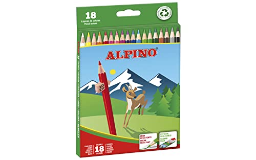 Alpino Lápices De Colores 18 Unidades | Lápices De Colores Para Niños | Dibuja Y Colorea Con Colores Vivos Y Brillantes | Material Escolar | Estuche Lápices De Colores