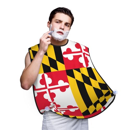 YQxwJL Flag Of Maryland Print Beard Bib Apron, Shaving Apron For Dad, Men'S Hair Catcher For Shaving Best Gifts For Dad