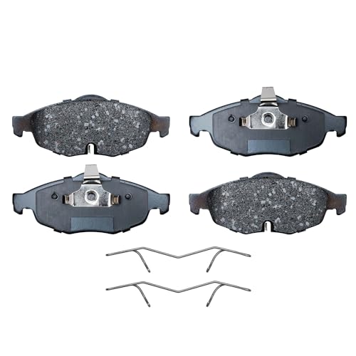 Image of Detroit Axle - Front Brake Pads for 01-06 Chrysler Sebring Dodge Stratus | Ceramic Brake Pads w /Hardware 2001 2002 2003 2004 2005 2006 Replacement