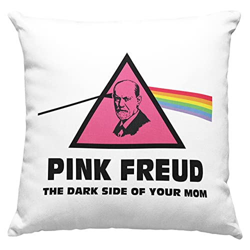 Pink Freud - Cojín, idea de regalo para los apasionados de filosofía y psicoanálisis, Pink Freud The Dark Side of Your Mom - con relleno (blanco, 40_x_40_cm) Cover