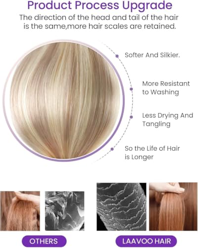 Image of LaaVoo Tape in Hair Extensions Light Ash Blonde Highlight Heat Resistant | 20Pcs, Tape in Extensions, Professional Salon Hair Extensions, Seamless, for Short Straight Hair, Effortless, 30G 12Inch
