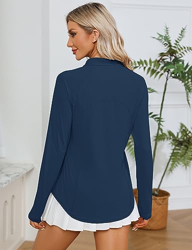 Image of LOMON Women Long Sleeve Shirts Sun Protection 1 /4 Zip Summer Quick Dry Hiking Shirts Quarter Zip Pullover for Women