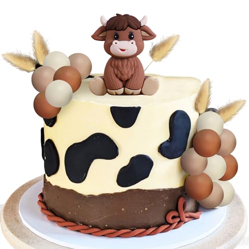 Décoration gâteau vache Highland JeVenis pour fête enfant