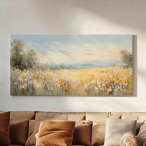 Tableau impressionniste grand format pour habiller un mur de salon vide