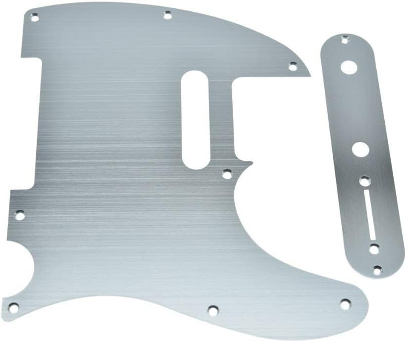 KAISH Metal Aluminum Anodized Tele Pickguard with Metal Control Plate and Screws for American/Mexican Telecaster Silver