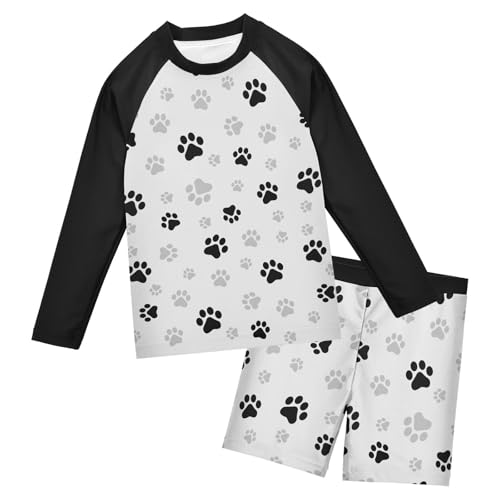Boys Rash Guard Set Dog Paw Piece UP50+ Swim Set for Boys 3T-10T
