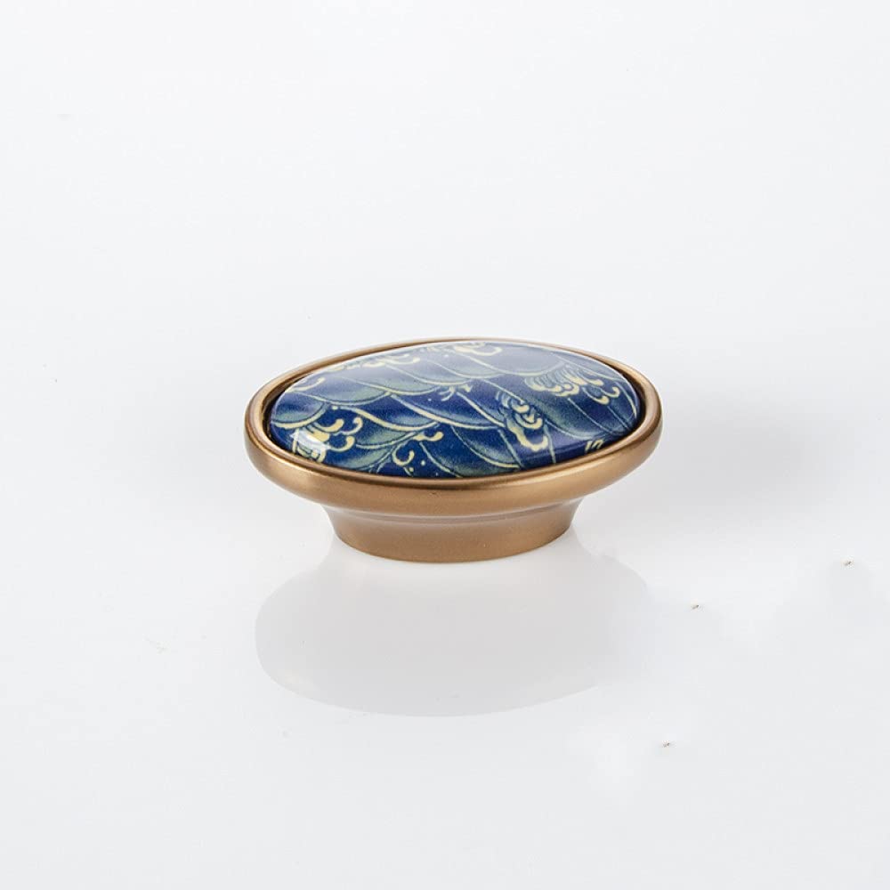 Poignée et boutons en céramique peints à la main Blue Leaf pour armoire CZ-1317,16