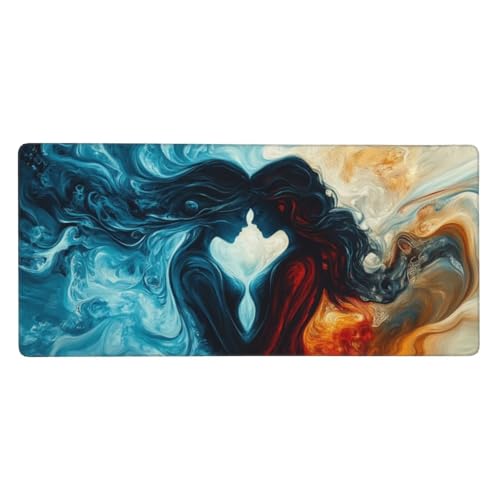Tapis de souris XXL bleu 800 x 300 mm idéal pour le bureau et le télétravail