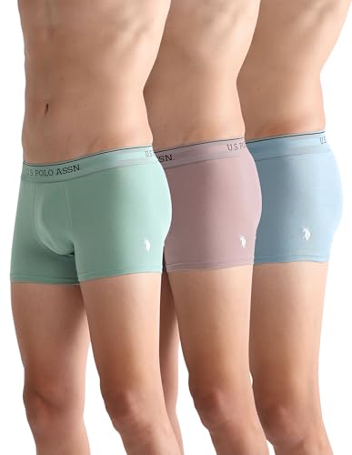 Image of U.S. Polo ASSN. Mens OET15 Mid Rise Solid Underwear Trunks - Pack of 3