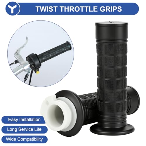 Image of YOXUFA 2 Stroke Twist Throttle Handle Grip Throttle Cable 50 inch Replacement for Motorized Bike 80cc 49cc 100cc 50cc Engine Bicycle Parts with 7 /8 inch 22mm Handlebar Kit