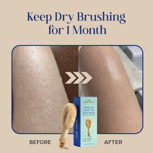 Image of SpaGlow Luxury Dry Body Brush | 100% Natural Sisal Fiber Exfoliating Brush for Glowing Skin, Cellulite & Lymphatic Support | Precision-Control Spa Massage Brush
