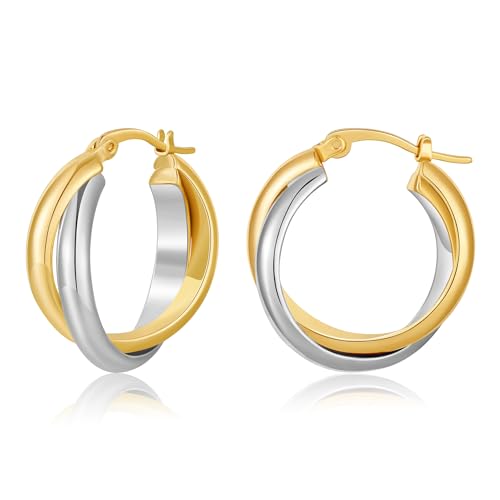 LILIE&WHITE Creolen Damen – Zweifarbige Ohrringe, Nickelfrei & Allergikerfreundlich, Elegante Kreolen für Alltag & besondere Anlässe
