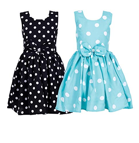 Image of Girl's Casual Frock (S-29-Black- See Green-4-5Y Black and See Green 4 Years-5 Years)