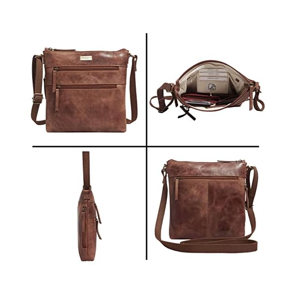 Crossbody Bag for Women – Real Leather Sling with Multiple Pockets and Adjustable Strap – Perfect for Daily Use and Gifting (Tan Distressed) - Image 9